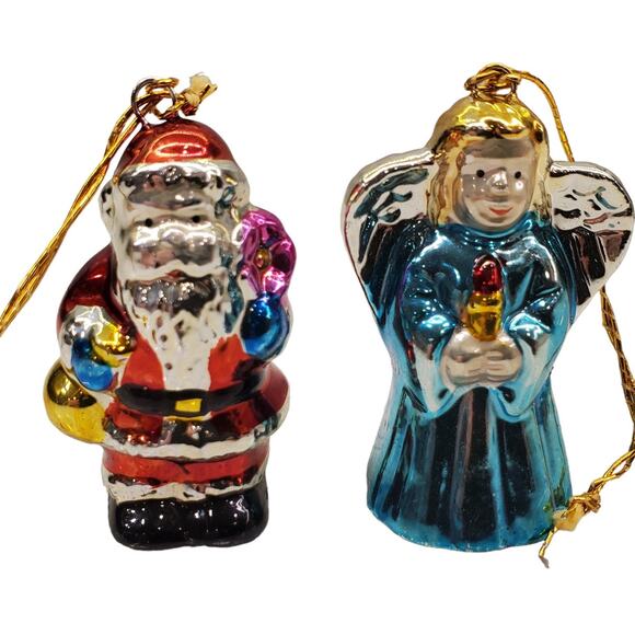 Vintage Santa Porcelin Ornament Vintage Angel Porcelin Ornament Christmas - Picture 1 of 10